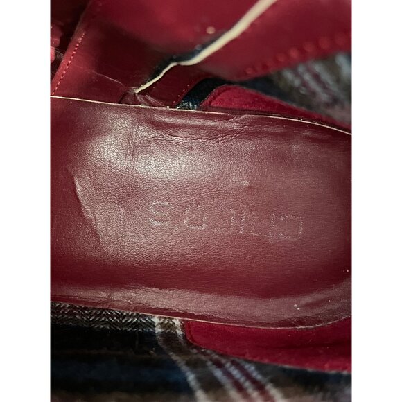 Chicos Giselle Ankle Boots Size 8 Red Faux Leather Plaid Lining Western Rodeo - Picture 5 of 9